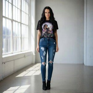 Fashion Nova ✦ Distressed Skinny Jeans ✦ High Waist Blue Cotton Blend Denim Sz 3